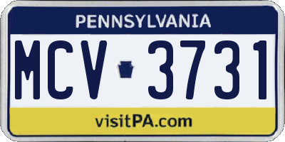PA license plate MCV3731