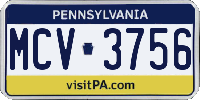 PA license plate MCV3756