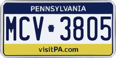 PA license plate MCV3805
