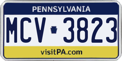 PA license plate MCV3823