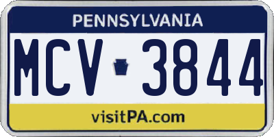 PA license plate MCV3844