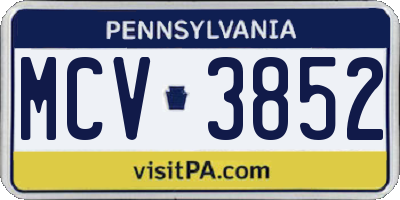PA license plate MCV3852