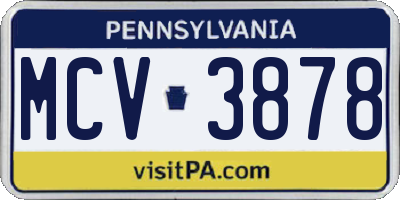 PA license plate MCV3878