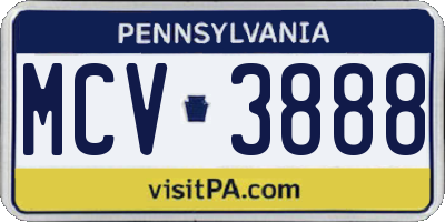 PA license plate MCV3888