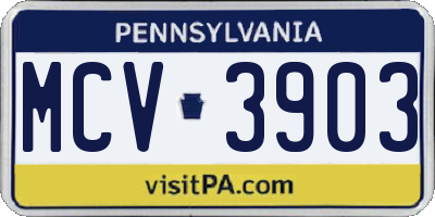 PA license plate MCV3903