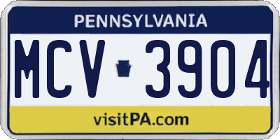 PA license plate MCV3904