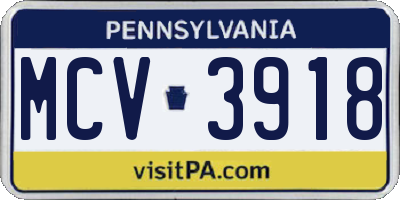 PA license plate MCV3918
