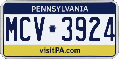 PA license plate MCV3924