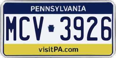 PA license plate MCV3926