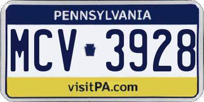 PA license plate MCV3928