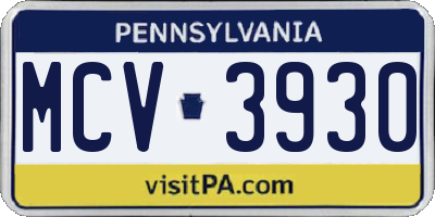PA license plate MCV3930