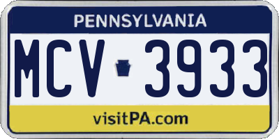 PA license plate MCV3933