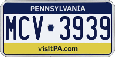 PA license plate MCV3939