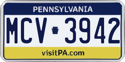 PA license plate MCV3942