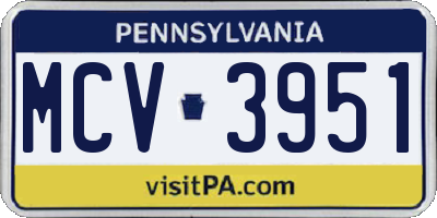 PA license plate MCV3951