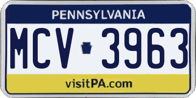 PA license plate MCV3963