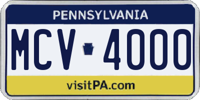 PA license plate MCV4000