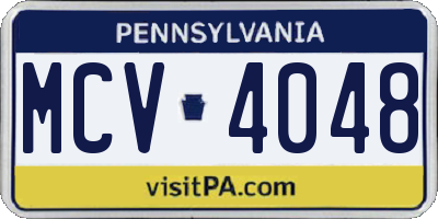 PA license plate MCV4048