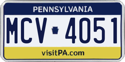 PA license plate MCV4051