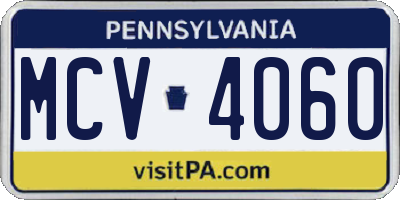 PA license plate MCV4060