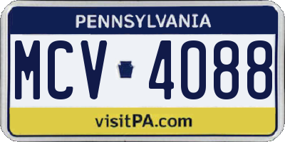 PA license plate MCV4088