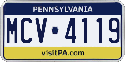 PA license plate MCV4119