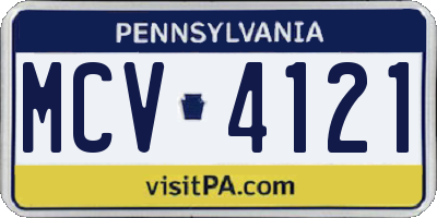 PA license plate MCV4121