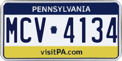 PA license plate MCV4134