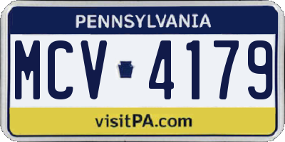 PA license plate MCV4179