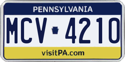 PA license plate MCV4210