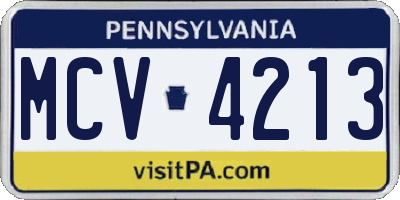 PA license plate MCV4213