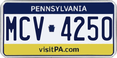 PA license plate MCV4250