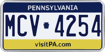 PA license plate MCV4254