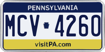 PA license plate MCV4260
