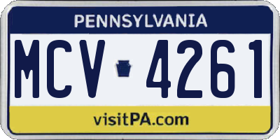 PA license plate MCV4261