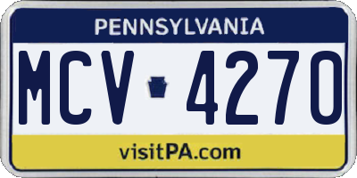 PA license plate MCV4270