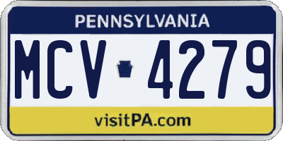 PA license plate MCV4279