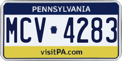 PA license plate MCV4283