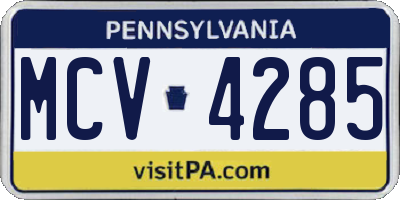 PA license plate MCV4285