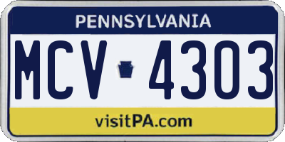 PA license plate MCV4303