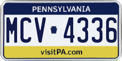 PA license plate MCV4336