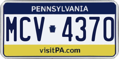 PA license plate MCV4370