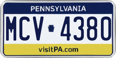 PA license plate MCV4380
