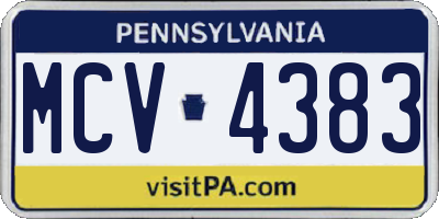 PA license plate MCV4383