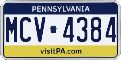 PA license plate MCV4384