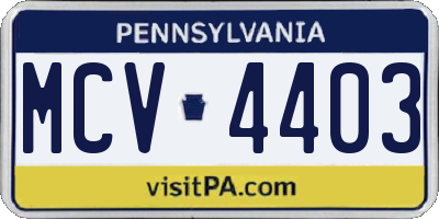 PA license plate MCV4403
