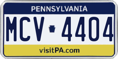 PA license plate MCV4404
