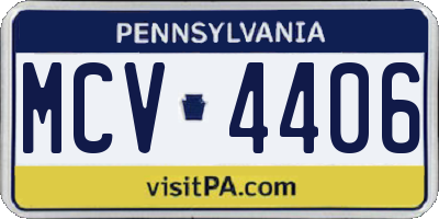 PA license plate MCV4406