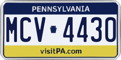PA license plate MCV4430
