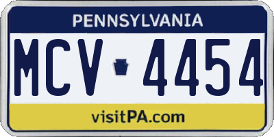 PA license plate MCV4454